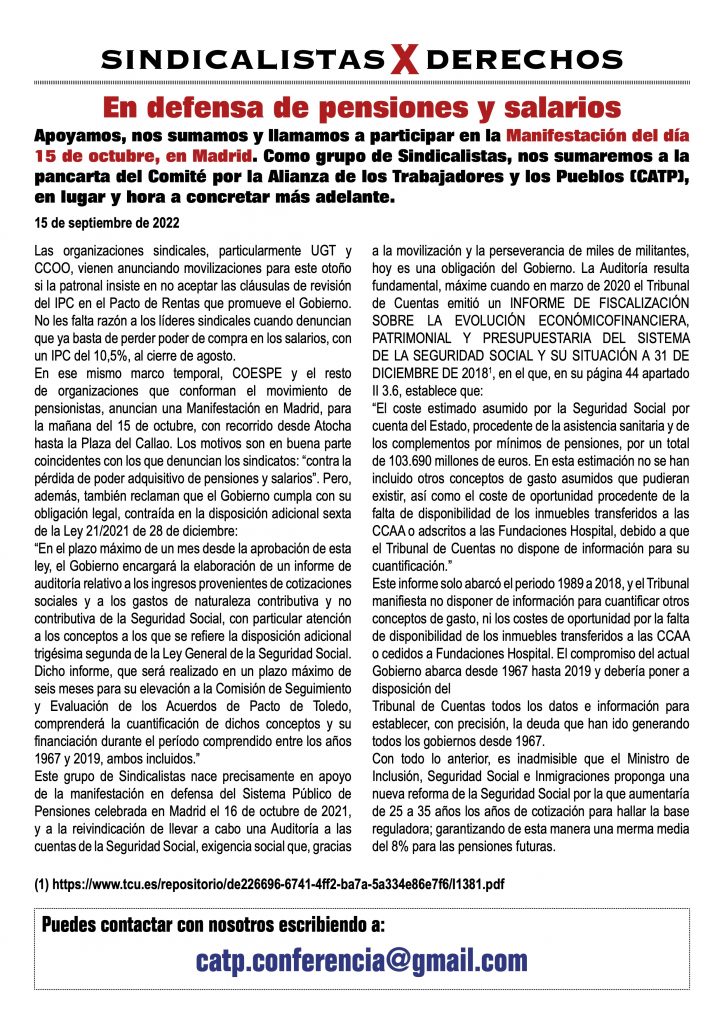 Sindicalistas X Derechos En Defensa De Pensiones Y Salarios